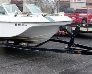 1971 Cobalt 16 Tri-Hull Boat With Mercury 165hp Inboard Motor, Non-Running, 2006 Bear Trailer, Project Boat, No Titles