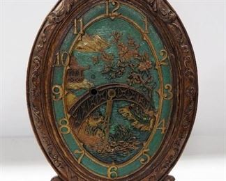 Decorative Table/Wall Clock With Oriental Style Face, With Key