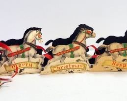 1950s Hallmark Christmas Stagecoach Card Holder Set