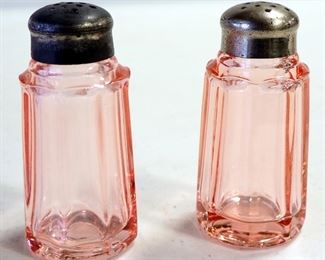 Rose Depression Glass Dishware, Includes Pitcher, Matching Creamer, Sugar Bowl, And S&P On Tray, And Floral Creamer And Sugar Bowl