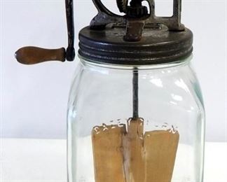 Dazey Churn No. 40 With Original Glass Jar And Ball Mason Blue Glass Jar