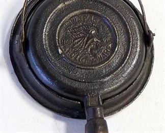 Wapak Hollow-Ware Cast Iron Waffle Iron 4" Diameter, And Travella 110v Vintage Electric Iron