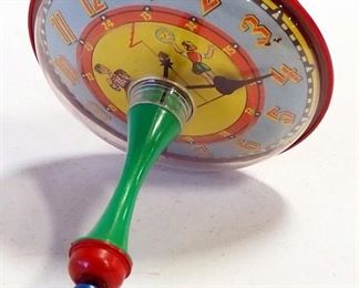 Vintage Children's Toy Collection, Includes Tin Tops, Wood Cars, Clown, Old Maid Card Game, And More, Qty 10