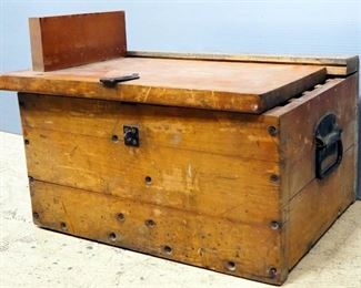 Leather Cutting Die Set, Qty 8, In Wood Crate With Side Handles, Lid Needs Repair