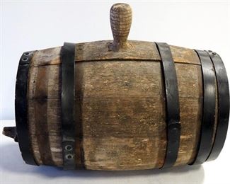 Primitive Keg With Spout, Approx 18" High x 10.25" Diameter At Ends