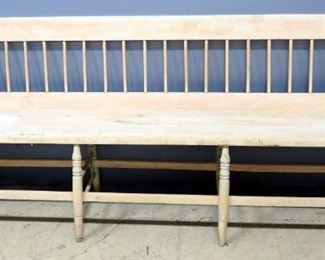 Primitive New England Public House Bench, Back Swings Over To Change Seating Direction Without Moving  Bench, 33" High x 84" Wide