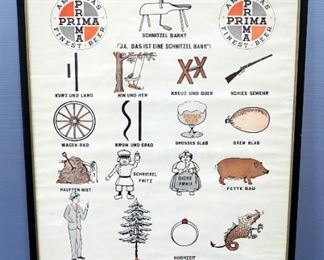 Schnitzel Bank Prima Company Beer Drinking Song Poster, Framed, 23" Wide x 35" High