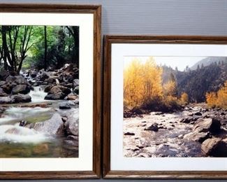 Photographic Prints Of Angels Creek Below Angels Falls In Yosemite, CA And East Carson River In Carson City, NV, Taken By Glenn Childress, Both Framed