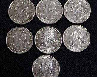 Kansas State Quarter Mint Error "In God We Rust" Quarters, Grease Filled Die Made T In Trust Miss, Qty 7