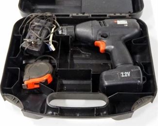 Black & Decker 7.2v Cordless Drill, In Hard Case, With Charger, And Tape Measure