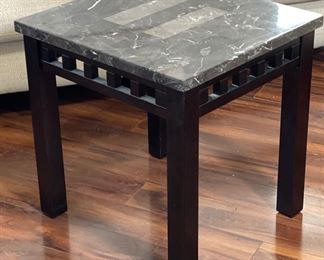 Contemporary Faux Marble Top End Table 24x24x22.5in HxWxD