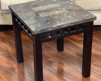 Contemporary Faux Marble Top End Table 24x24x22.5in HxWxD