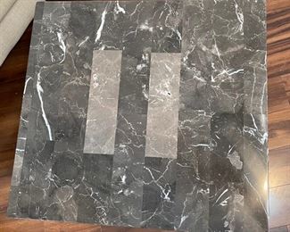 Contemporary Faux Marble Top End Table 24x24x22.5in HxWxD