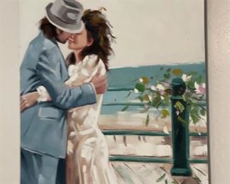 *Original* Art Man Woman in dock Painting Alexio 47x36in