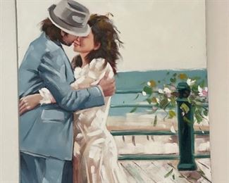 *Original* Art Man Woman in dock Painting Alexio 47x36in