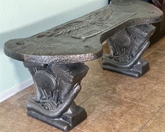 Custom Harley Davidson Molded Concrete bench 20x52x22in HxWxD