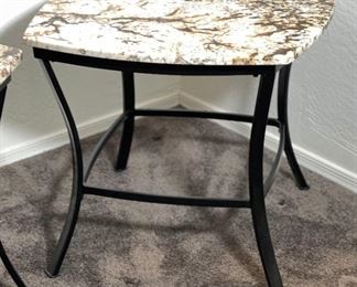 #2 Granite Top Iron Frame End Table 23x26x26in HxWxD