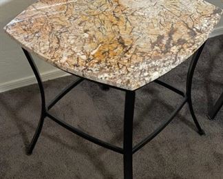 #1 Granite Top Iron Frame End Table 23x26x26in HxWxD