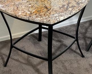#1 Granite Top Iron Frame End Table 23x26x26in HxWxD