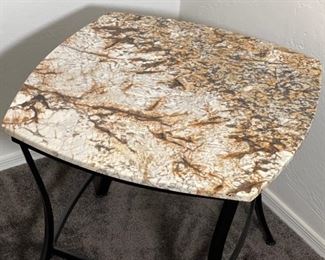 #2 Granite Top Iron Frame End Table 23x26x26in HxWxD