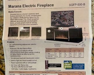 Dimplex Marana Media Console Electric Fireplace SGFP-500-B 33x76x23in HxWxD