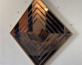 1980s Gold Layered Mirror 40x40x.5in HxWxD