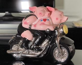 Clay Art Biker Hogs Ceramic Cookie Jar Harley Davidson 11x14x6in HxWxD