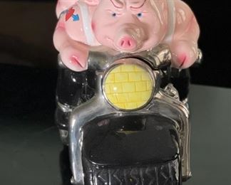 Clay Art Biker Hogs Ceramic Cookie Jar Harley Davidson 11x14x6in HxWxD