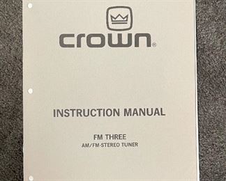 Crown FM Three 3 Vintage AM/FM Stereo Tuner FM3 BLACK 2x9x12.5in HxWxD