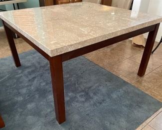 Contemporary Granite Tile Dining Table & 8 Chairs Table: 30x54x54in HxWxD