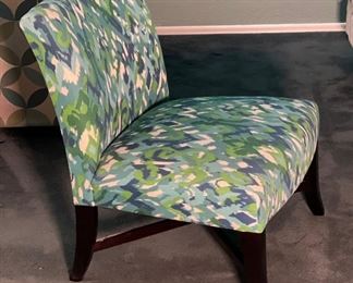 Contemporary Green/blue/white Side Chair 31x27x28in HxWxD