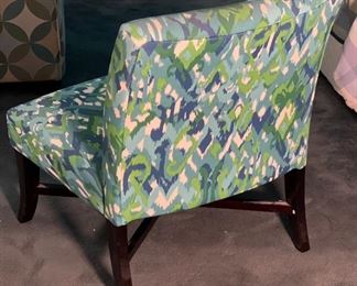 Contemporary Green/blue/white Side Chair 31x27x28in HxWxD