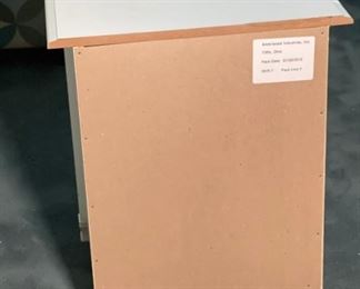 AS-IS White Turquoise Handle Nightstand Single 24x20x17 HxWxD