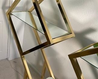 Gold/ Brass Diamond Sculptural Etagere Aluminum Shelf 77x70x14in HxWxD
