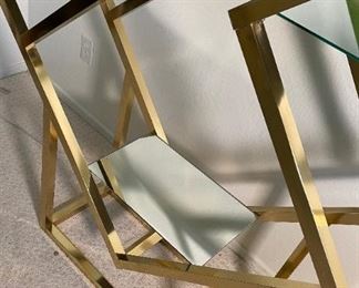 Gold/ Brass Diamond Sculptural Etagere Aluminum Shelf 77x70x14in HxWxD