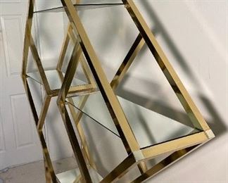Gold/ Brass Diamond Sculptural Etagere Aluminum Shelf 77x70x14in HxWxD
