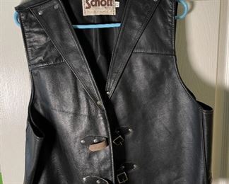 Vintage Schott NYC Black Leather Vest Jacket XXL
