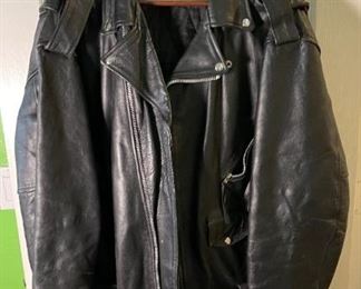 UNIK Black Leather Motorcycle Jacket SZ: 60