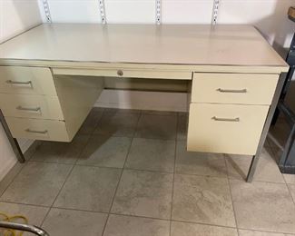 Vintage Metal Industrial Desk 30x60x32in HxWxD