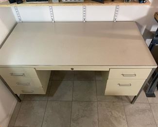 Vintage Metal Industrial Desk 30x60x32in HxWxD