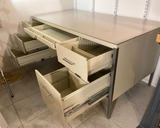 Vintage Metal Industrial Desk 30x60x32in HxWxD
