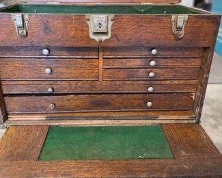 AS-IS Gerstner Machinist Oak Tool Box 7-Drawer 13x20x10in HxWxD