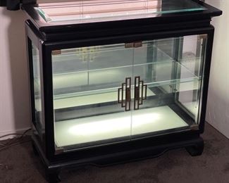 2-Shelf Display Cabinet Lighted 31x35x14.5in HxWxD