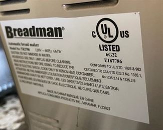 Breadman TR2700 Bread Maker