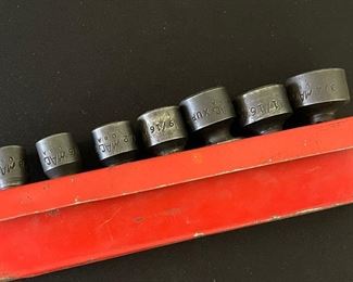 VINTAGE MAC TOOLS 7 PIECE 3/8" DR. 6 PT UNIVERSAL SHALLOW IMPACT SOCKET SET -USA