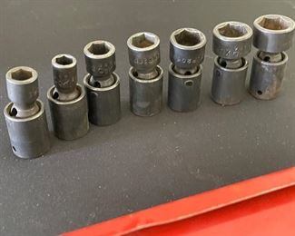 VINTAGE MAC TOOLS 7 PIECE 3/8" DR. 6 PT UNIVERSAL SHALLOW IMPACT SOCKET SET -USA