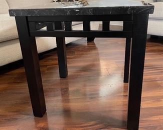 Contemporary Faux Marble Top End Table	24x24x22.5in	HxWxD
