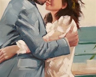 *Original* Art Man Woman in dock Painting Alexio	47x36in	
