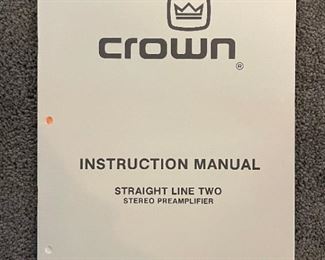 Crown Vintage SL-2 Stereo Preamplifier Preamp Straight Line Two	2x19x14in	HxWxD
