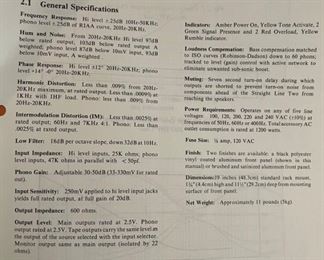 Crown Vintage SL-2 Stereo Preamplifier Preamp Straight Line Two	2x19x14in	HxWxD
